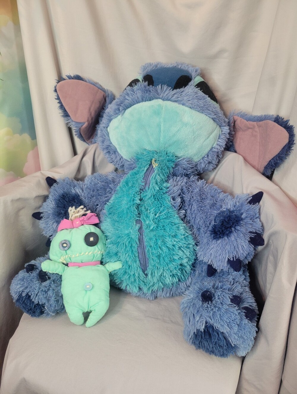 Rare Authentic Disney Stitch Plush With Zipper Tummy!